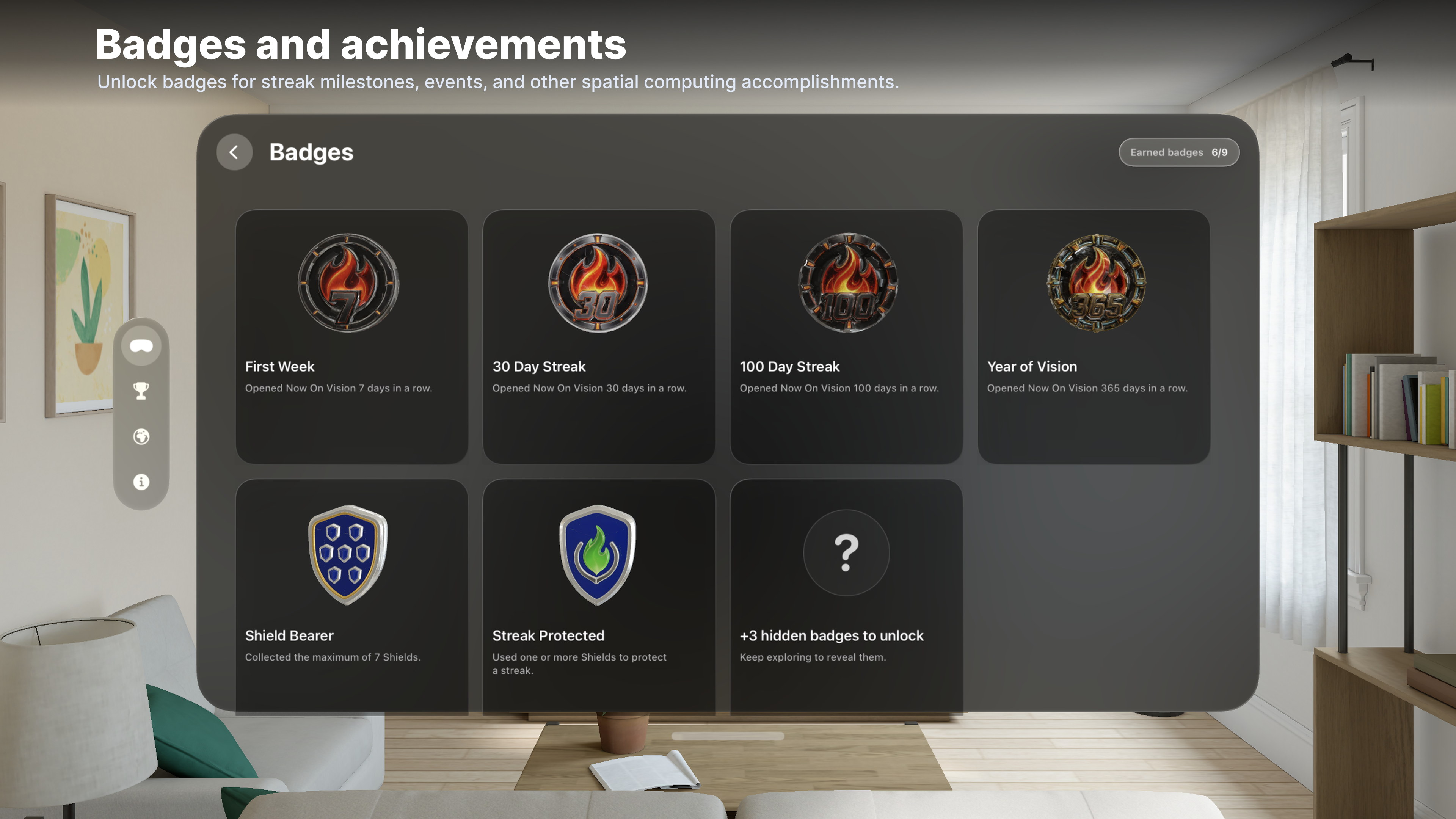 Now On Vision badges and achievements collection