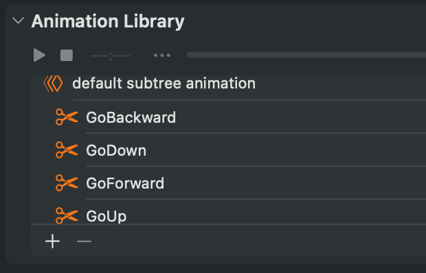 Animation clips exported by BlenderToRCP and shown in Reality Composer Pro
