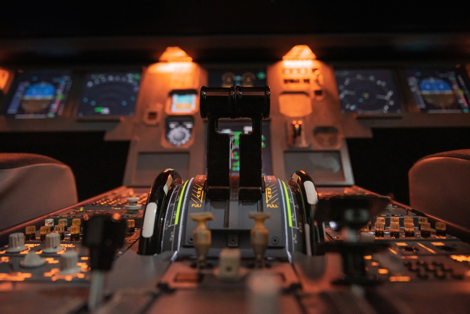 Aircraft cockpit with instruments and displays