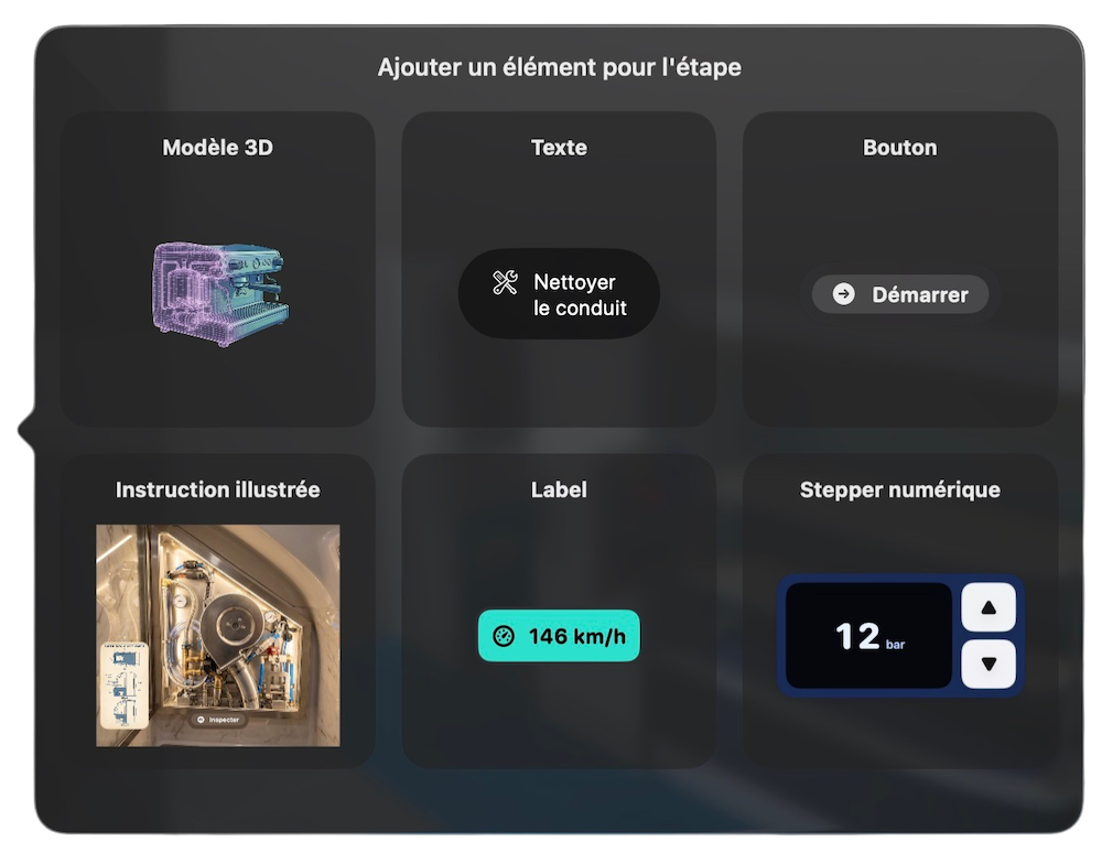 Training step components and nodes ready to place