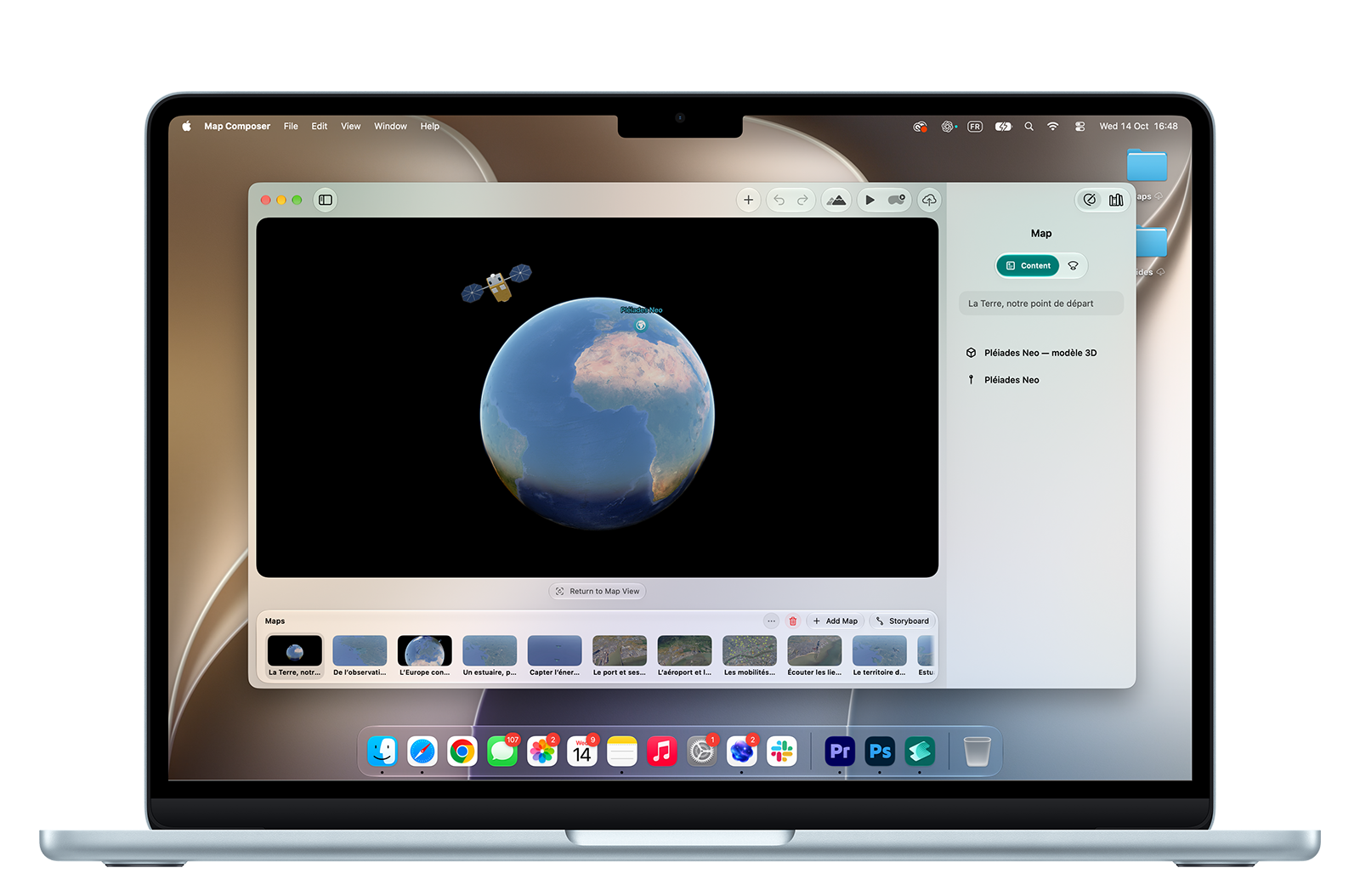 Map Composer on Mac showing an immersive map and its editing tools.