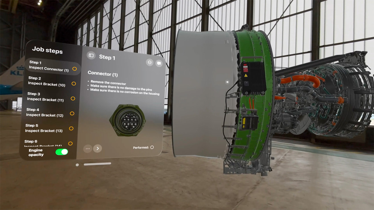 KLM Engine Shop app on Apple Vision Pro from Apple Newsroom business imagery