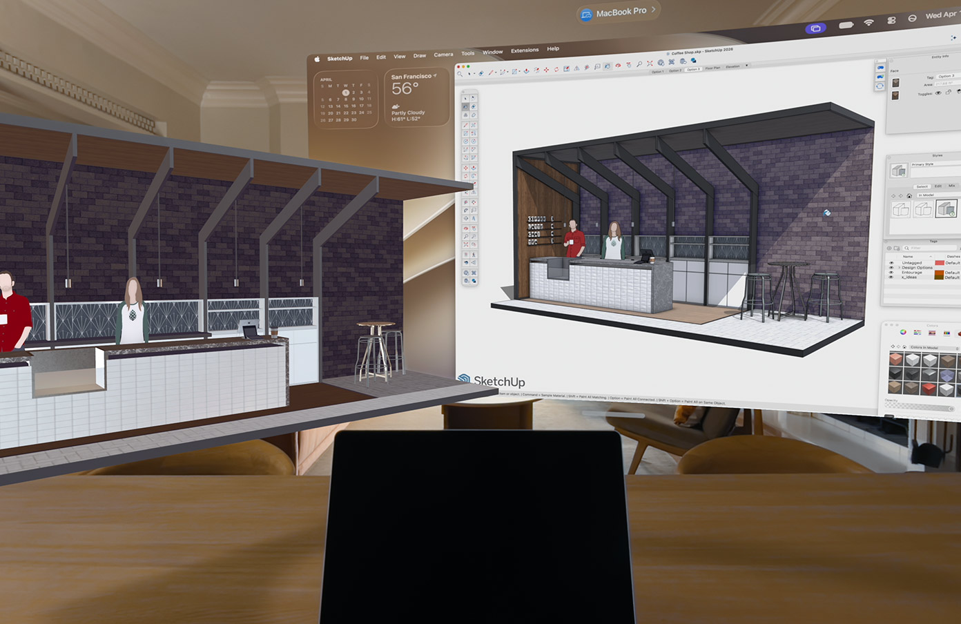MacBook Pro previewing 3D models spatially on Apple Vision Pro