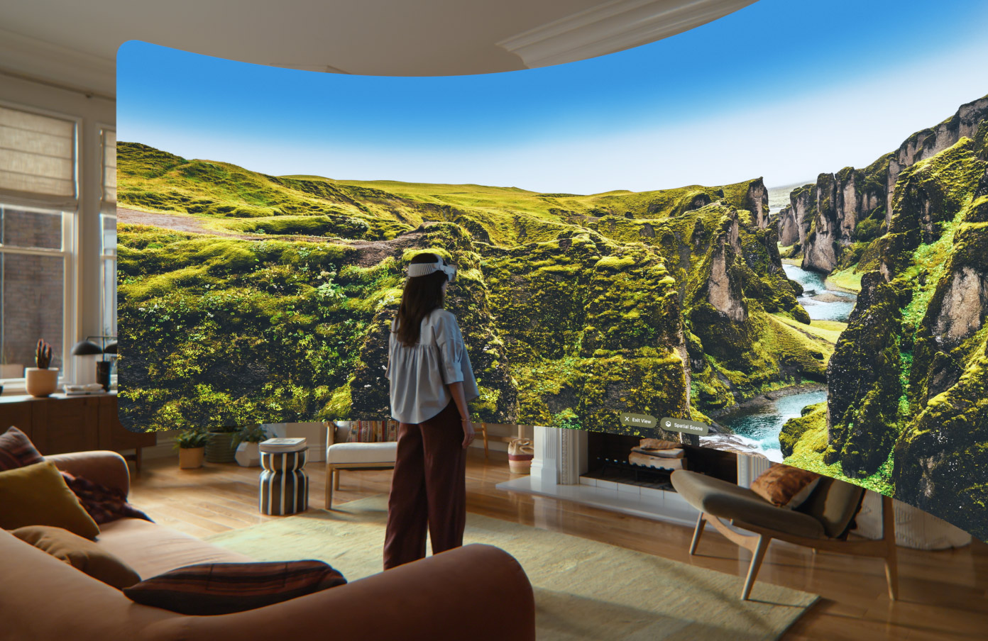 Panoramic photo transformed into a spatial scene in visionOS 27